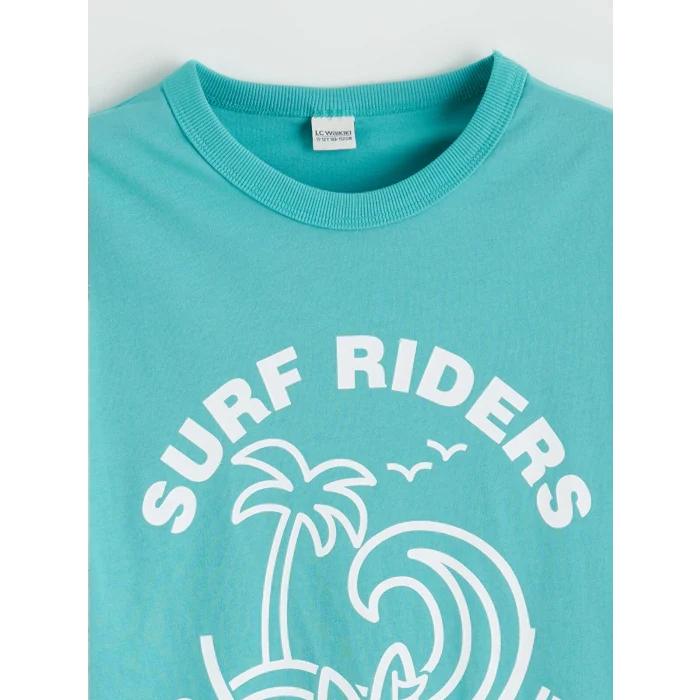 LCW Kids Turkuaz Baskılı Erkek Çocuk Tişört