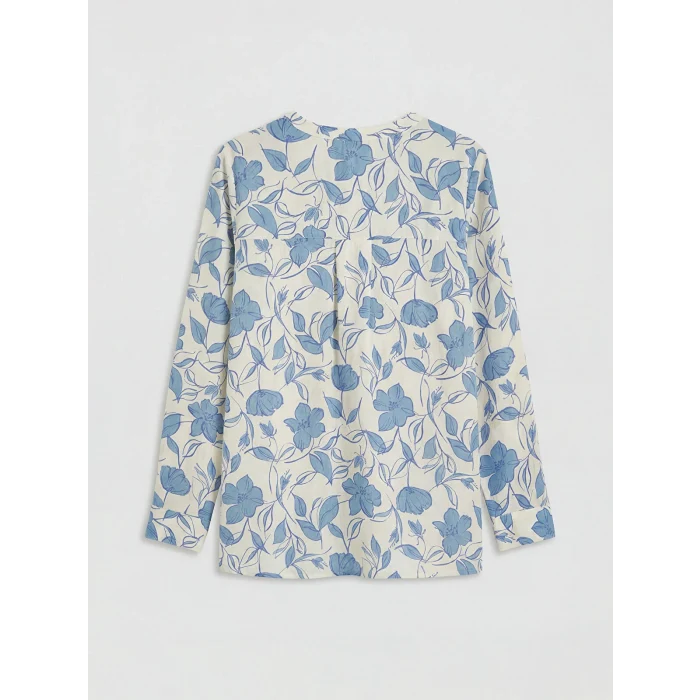 LCW Grace Ekru Kaçık Yaka Çiçekli Bluz