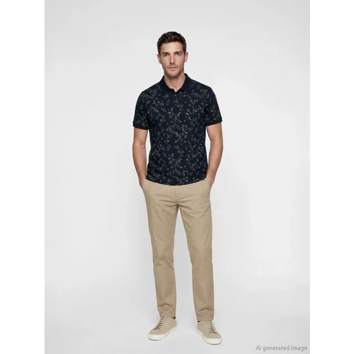 LCWAIKIKI Classic Lacivert Polo Yaka Standart Fit Strüktürlü Erkek Tişört