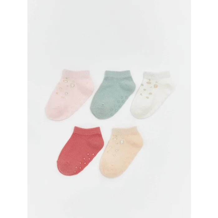 LCW baby Pembe Desenli Kız Bebek Patik Çorap 5li