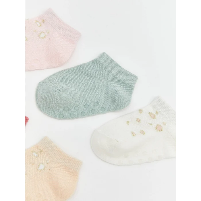 LCW baby Pembe Desenli Kız Bebek Patik Çorap 5li