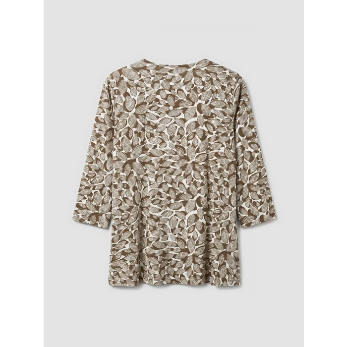 LCW Grace Bej Bisiklet Yaka Desenli Bluz