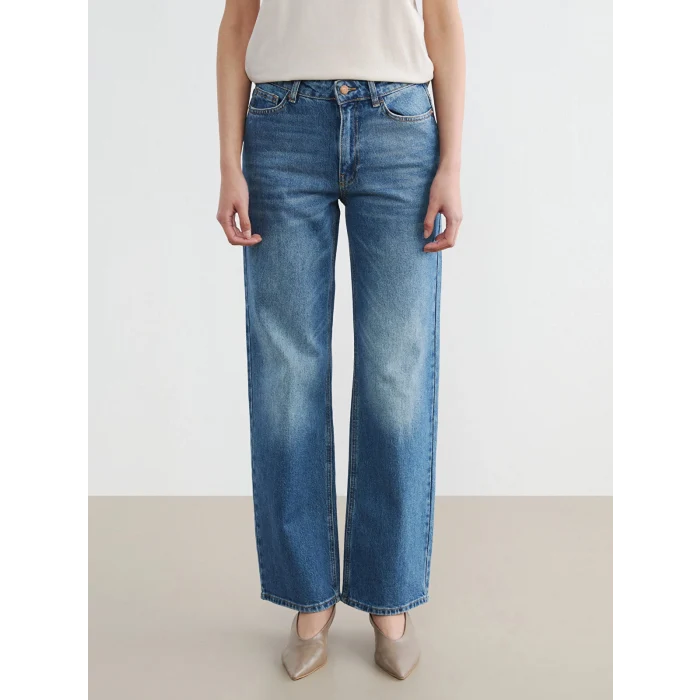 LCW Jeans İndigo Yüksek Bel Straight Fit Kadın Jean Pantolon