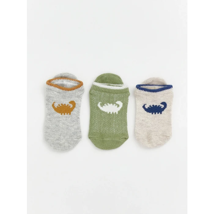 LCW baby Gri Baskılı Erkek Bebek Patik Çorap 5li