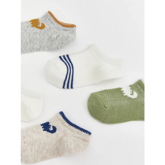 LCW baby Gri Baskılı Erkek Bebek Patik Çorap 5li