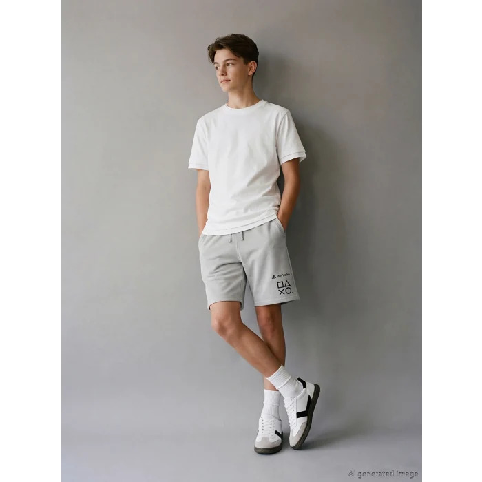 LCW Kids Gri Erkek Çocuk PlayStation Baskılı Şort