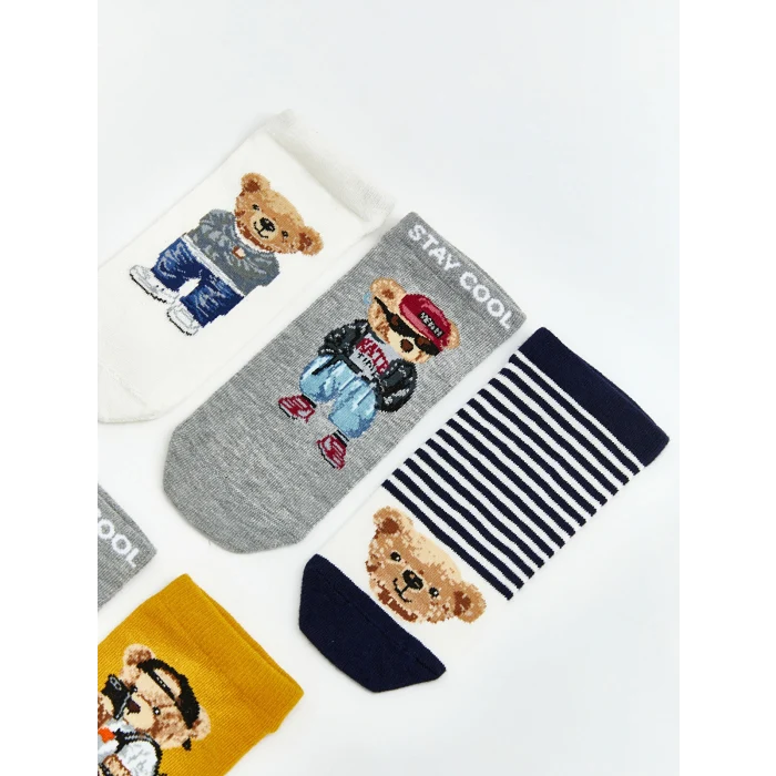 LCW Kids Karışık Ayı Teddy Desenli Erkek Çocuk Patik Çorap 5li