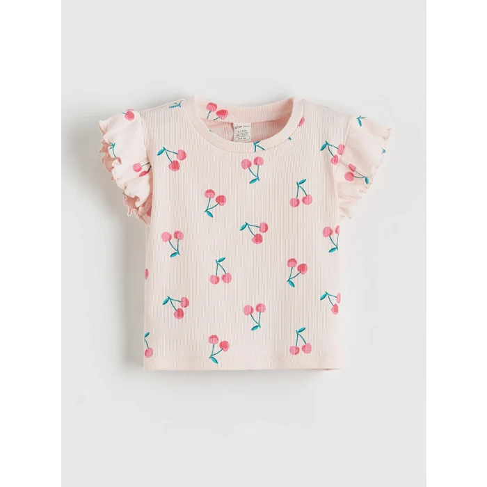 LCW baby Pembe Kız Bebek Fitilli İspanyol Paça Tayt ve Tişört