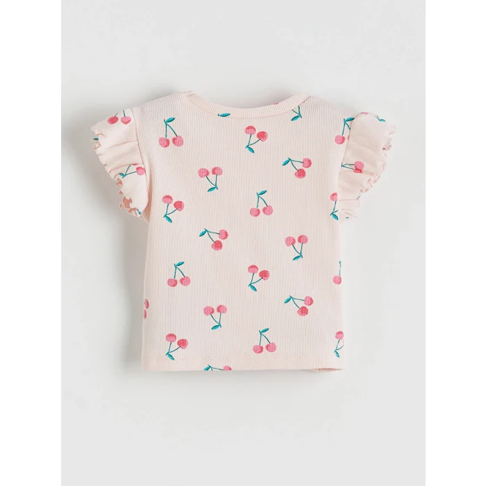 LCW baby Pembe Kız Bebek Fitilli İspanyol Paça Tayt ve Tişört