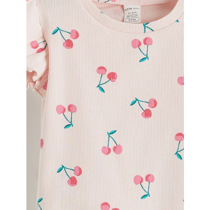 LCW baby Pembe Kız Bebek Fitilli İspanyol Paça Tayt ve Tişört