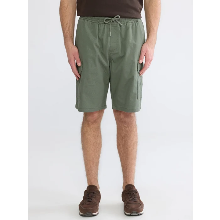 XSIDE Haki Standart Kalıp Erkek Gabardin Kargo Şort
