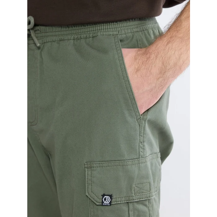 XSIDE Haki Standart Kalıp Erkek Gabardin Kargo Şort