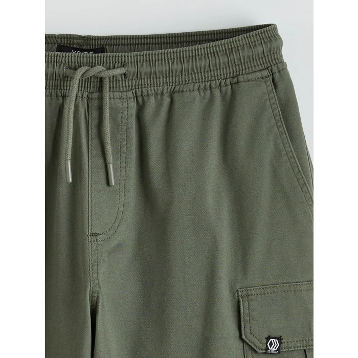 XSIDE Haki Standart Kalıp Erkek Gabardin Kargo Şort