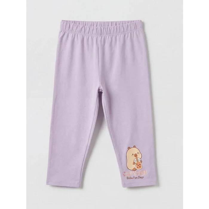 LCW Kids Lila Capyfun Baskılı Kız Çocuk Tişört ve Tayt