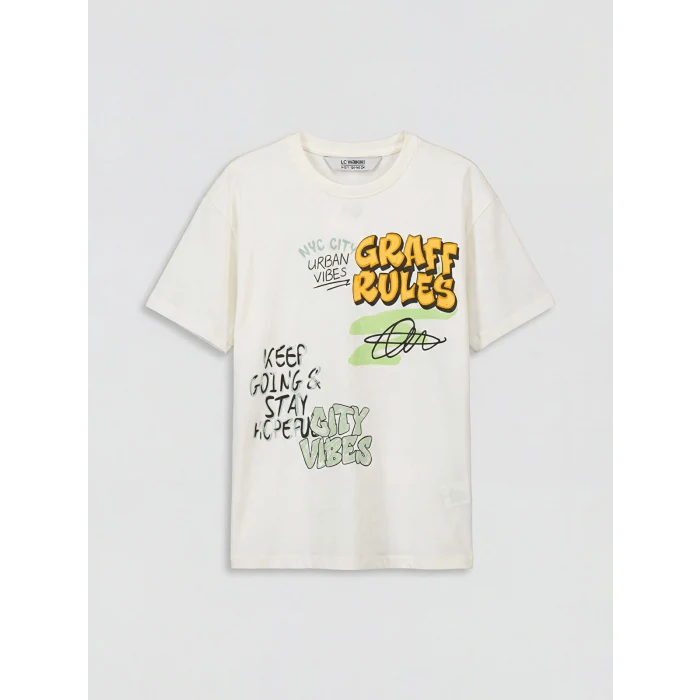 LCW Kids Ekru Baskılı Erkek Çocuk Tişört ve Şort