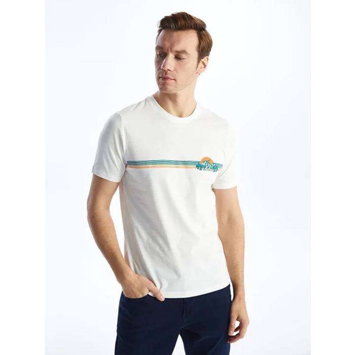 SOUTHBLUE Turuncu Bisiklet Yaka Kısa Kollu Baskılı Penye Erkek Tişört