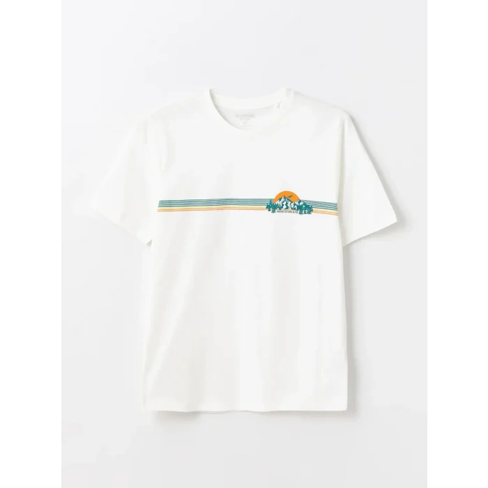 SOUTHBLUE Turuncu Bisiklet Yaka Kısa Kollu Baskılı Penye Erkek Tişört