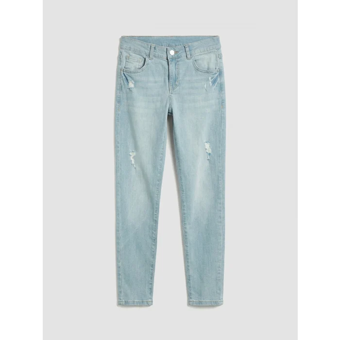 LCW Kids İndigo Yırtık Detaylı Süper Skinny Fit Erkek Çocuk Jean
