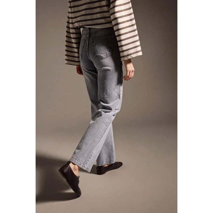Defacto F5522AXNM55 Gri %100 Pamuk 90s Wıde Leg Jean Pantolon