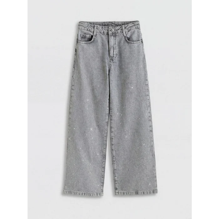 LCW Kids Karışık Wideleg Taşlı Kız Çocuk Jean Pantolon