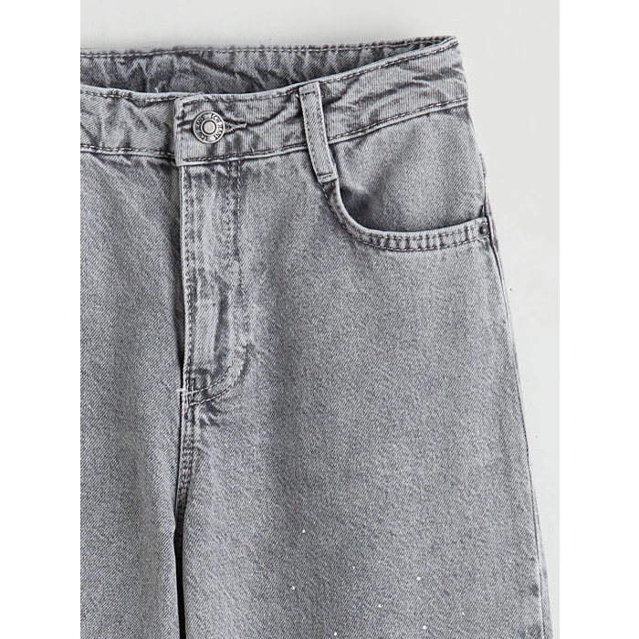 LCW Kids Karışık Wideleg Taşlı Kız Çocuk Jean Pantolon