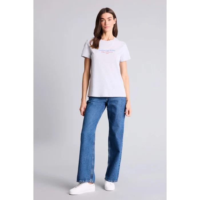 Defacto H2144AXGR93 Gri Regular Fıt Bisiklet Yaka Baskılı Penye Kısa Kollu Tişört