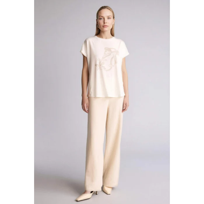 Defacto H2449AXER105 Ekru Baskılı Kısa Kollu Tişört