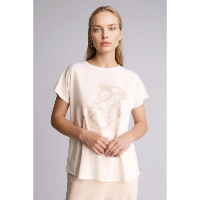 Defacto H2449AXER105 Ekru Baskılı Kısa Kollu Tişört