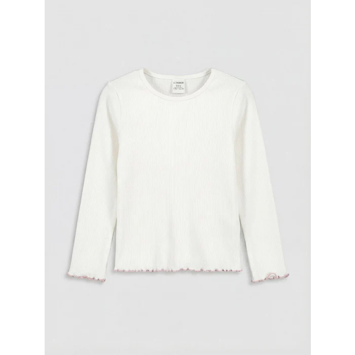 LCW Kids Pembe Bisiklet Yaka Kız Çocuk Taşlı Elbise ve Tişört