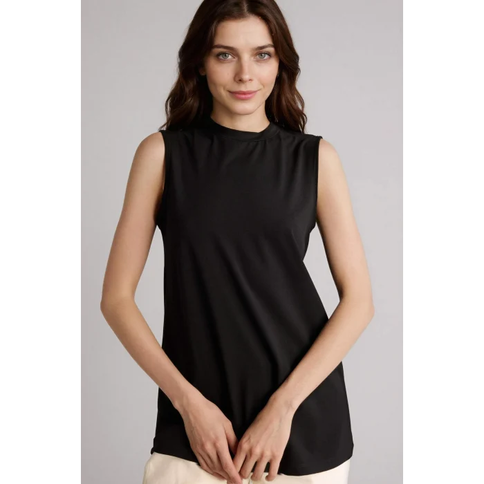 Defacto F9753AXBK81 Siyah Basıc Kolsuz Tunik