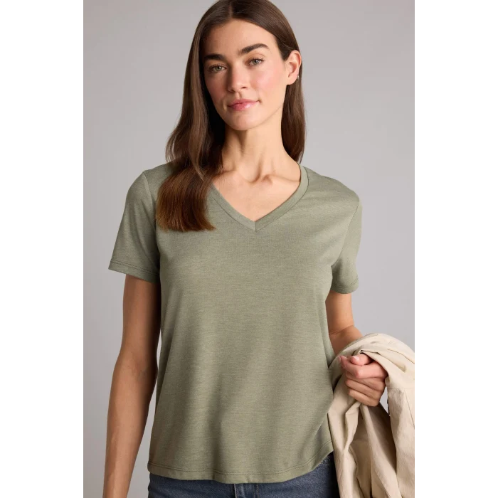 Defacto W9204AZGN931 Yeşil Regular Fıt V Yaka Basıc Düz Kısa Kollu Tişört