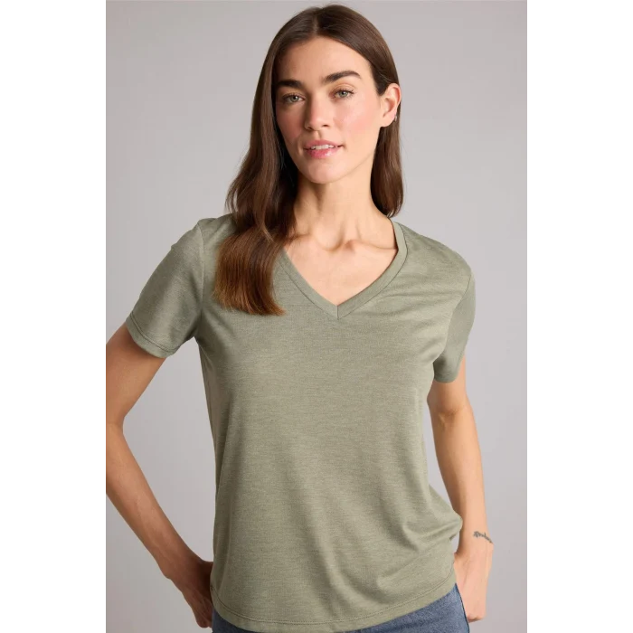 Defacto W9204AZGN931 Yeşil Regular Fıt V Yaka Basıc Düz Kısa Kollu Tişört