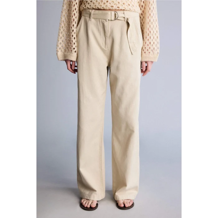 Defacto D4467AXBG123 Bej Wıde Leg Çift Cepli Yüksek Bel Standart Boy Modal Pantolon