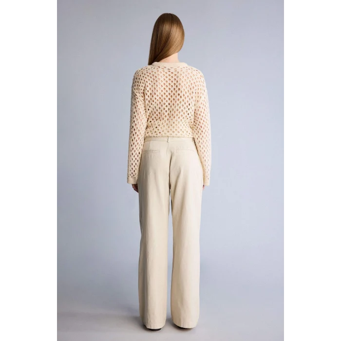Defacto D4467AXBG123 Bej Wıde Leg Çift Cepli Yüksek Bel Standart Boy Modal Pantolon