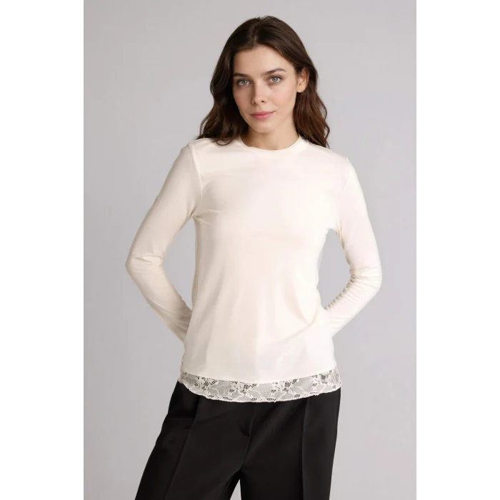 Defacto H2944AXER105 Ekru Fıtted Modal Uzun Kollu Tunik