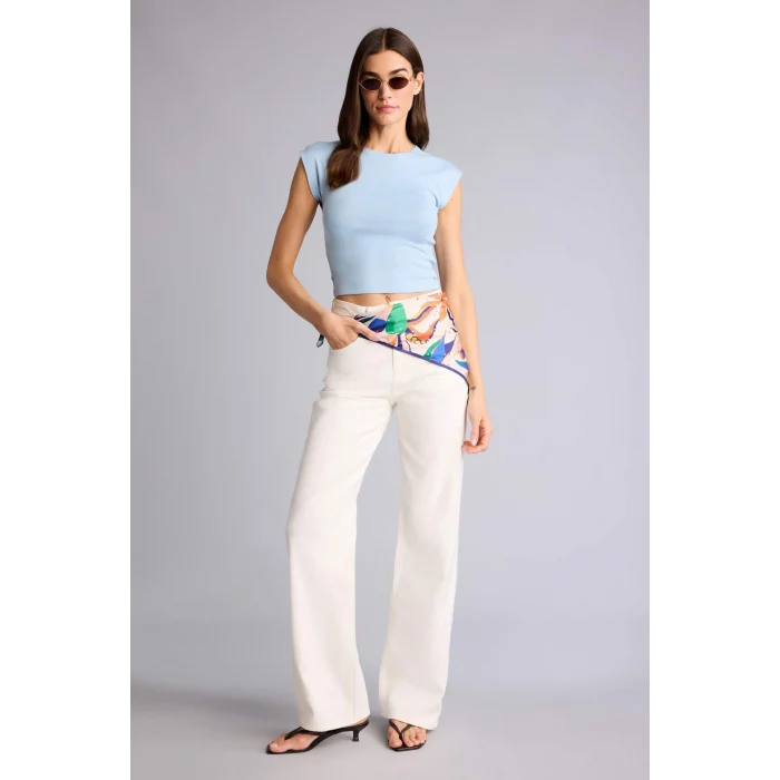 Defacto F0685AXBE409 Mavi Slım Fıt Bisiklet Yaka Basıc Düz Modal Kısa Kollu Tişört