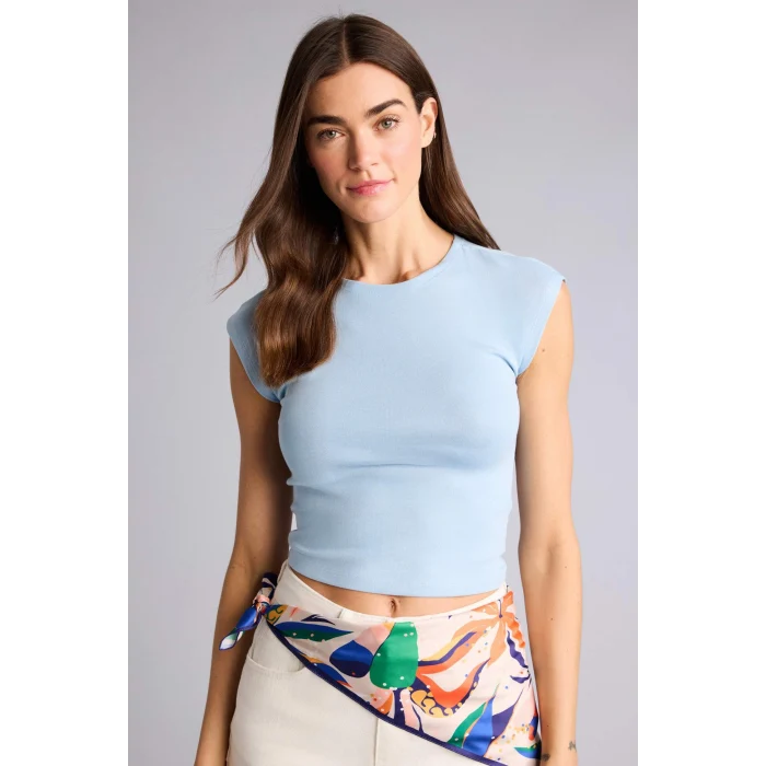 Defacto F0685AXBE409 Mavi Slım Fıt Bisiklet Yaka Basıc Düz Modal Kısa Kollu Tişört