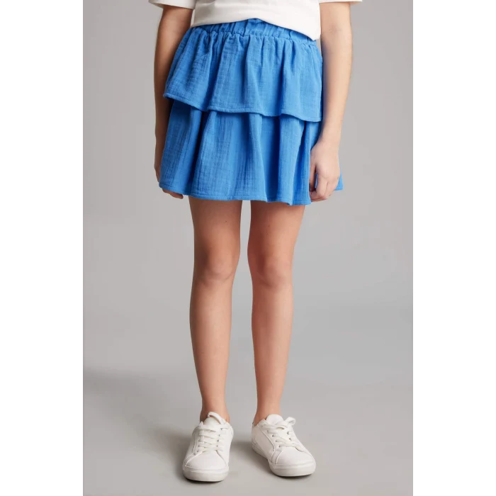 Defacto H2759A8ER105 Ekru Tişört Etek 2li Takım Kız Çocuk