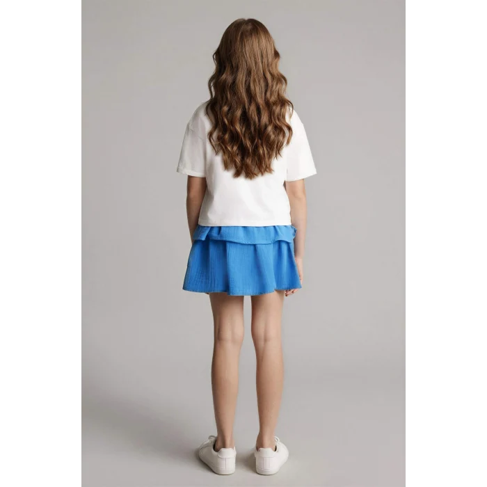 Defacto H2759A8ER105 Ekru Tişört Etek 2li Takım Kız Çocuk