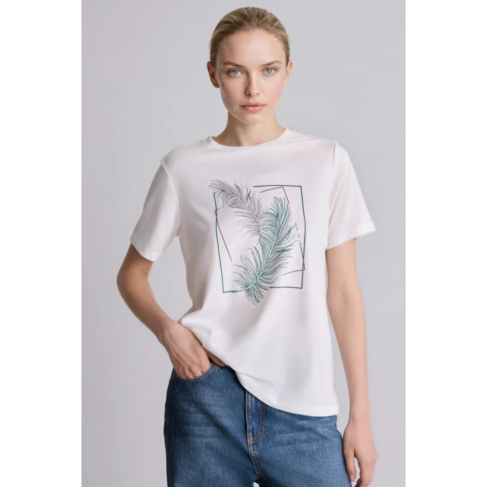 Defacto H2452AXER105 Ekru Regular Fıt Bisiklet Yaka Kısa Kollu Tişört