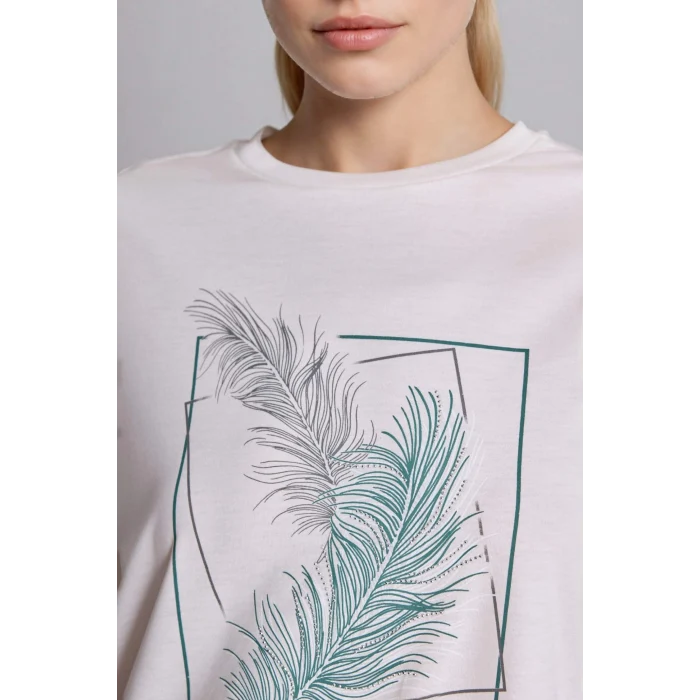 Defacto H2452AXER105 Ekru Regular Fıt Bisiklet Yaka Kısa Kollu Tişört