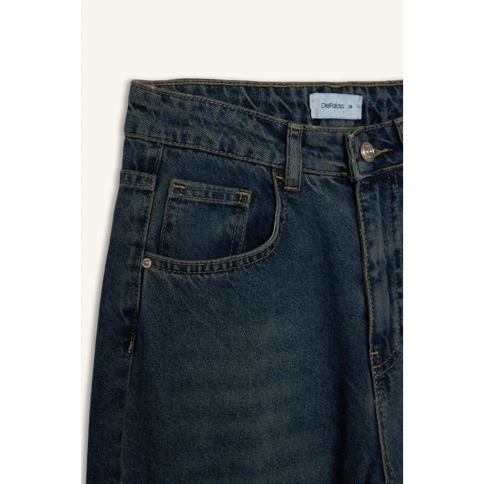 Defacto H4166AXNM28 Mavi 90s Wıde Leg Yüksek Bel Jean Yıkamalı Pantolon