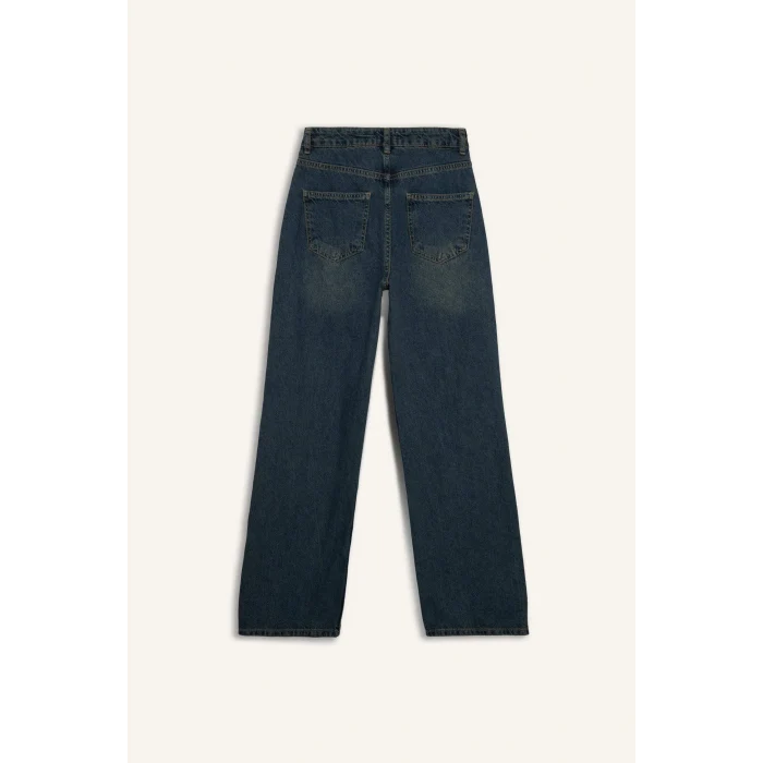 Defacto H4166AXNM28 Mavi 90s Wıde Leg Yüksek Bel Jean Yıkamalı Pantolon