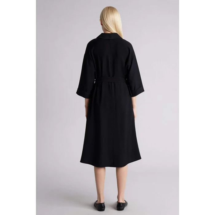 Defacto H0231AXBK81 Siyah Regular Fıt Yarım Kollu Midi Elbise