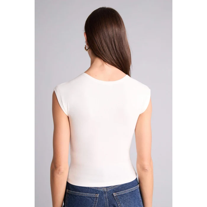 Defacto F0685AXER105 Ekru Slım Fıt Basıc Modal Tişört