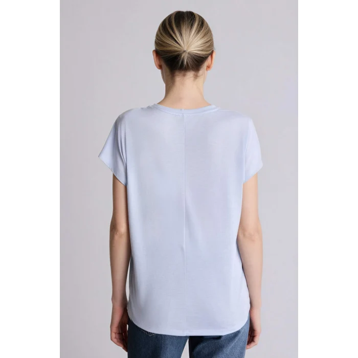 Defacto H2453AXBE216 Mavi Bisiklet Yaka Çiçekli Kısa Kollu Tişört