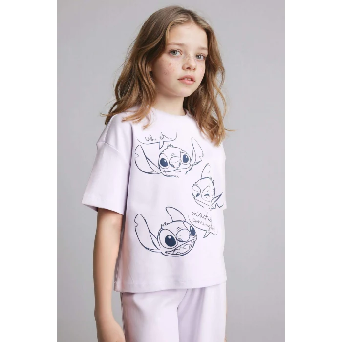 Defacto H2755A8PR307 Mor Dısney Lılo & Stıtch 2li Takım Kız Çocuk
