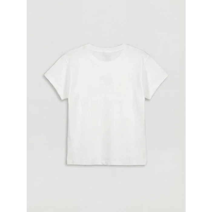 LCW Kids Beyaz Nakışlı Kız Çocuk Tişört