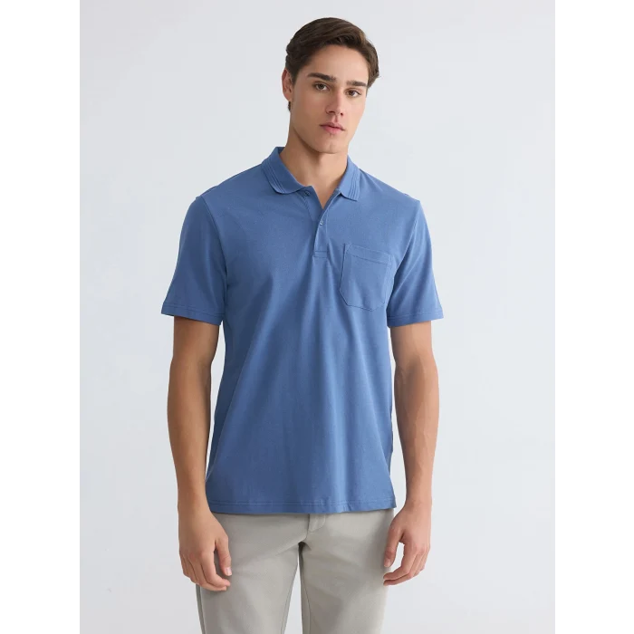 LCWAIKIKI Classic İndigo Polo Yaka Pike Erkek Tişört