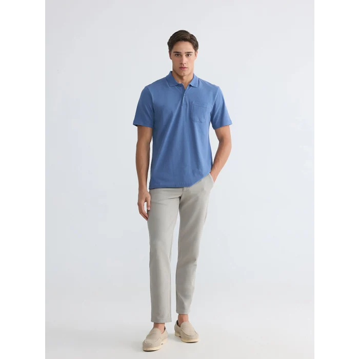 LCWAIKIKI Classic İndigo Polo Yaka Pike Erkek Tişört